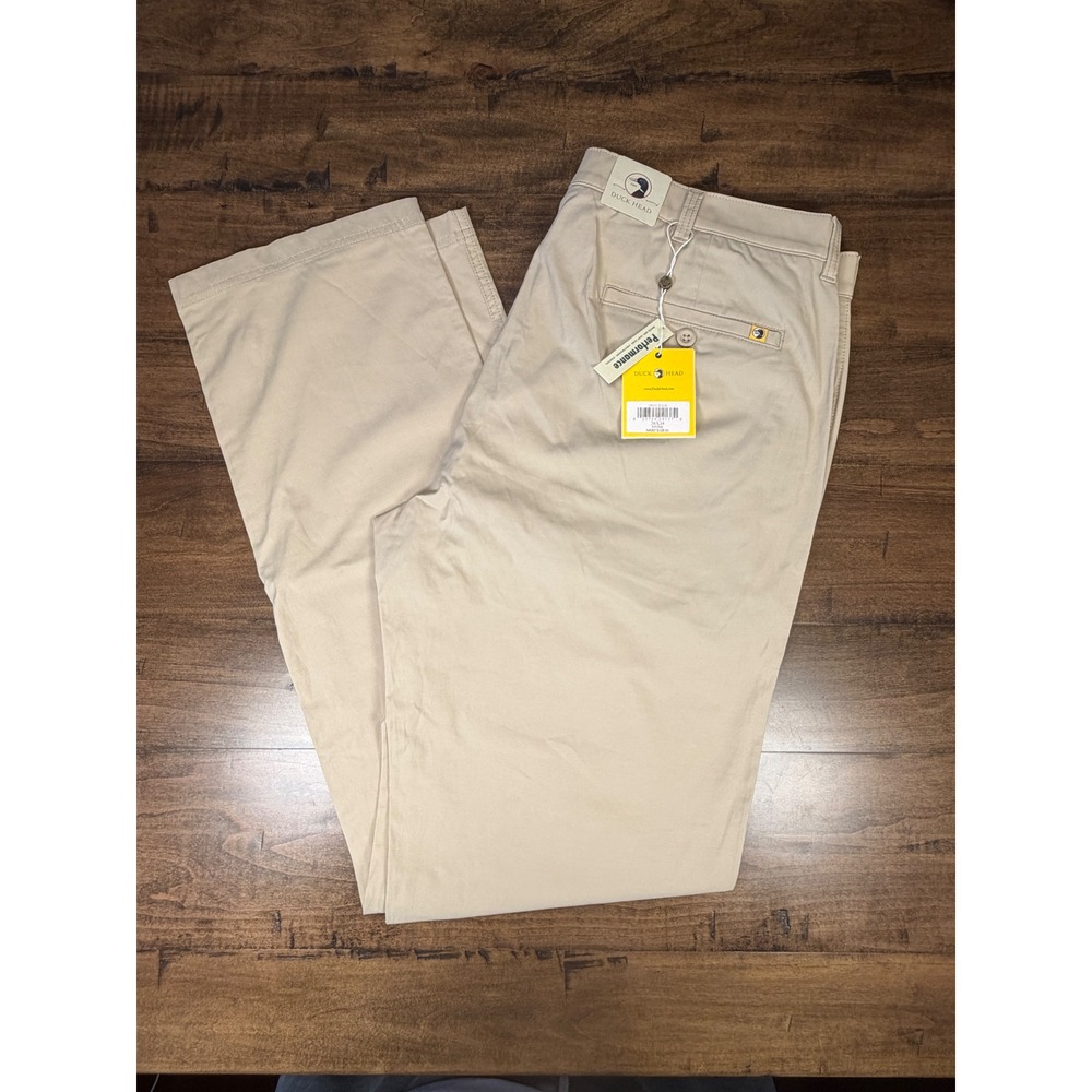 Duck Head Harbor Performance Chinos Mens 36x34 Stone Khaki Stretch Pants NWT